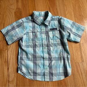 Columbia Kids Plaid Shirt - White and Blue Fishing Sun Shirt XS 6/7